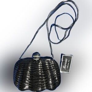 Gun Metal and Jeweled Evening Bag Clutch Maresse Collection